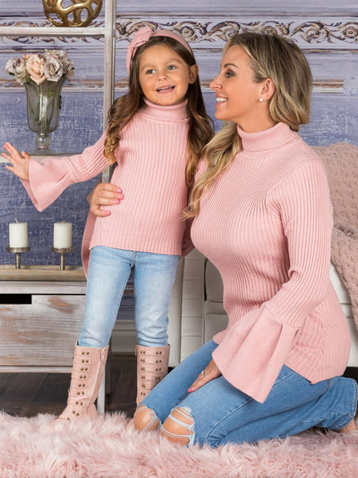 Mommy & Me Sweaters | Bell Sleeve Rib Knit Sweater | Mia Belle Girls