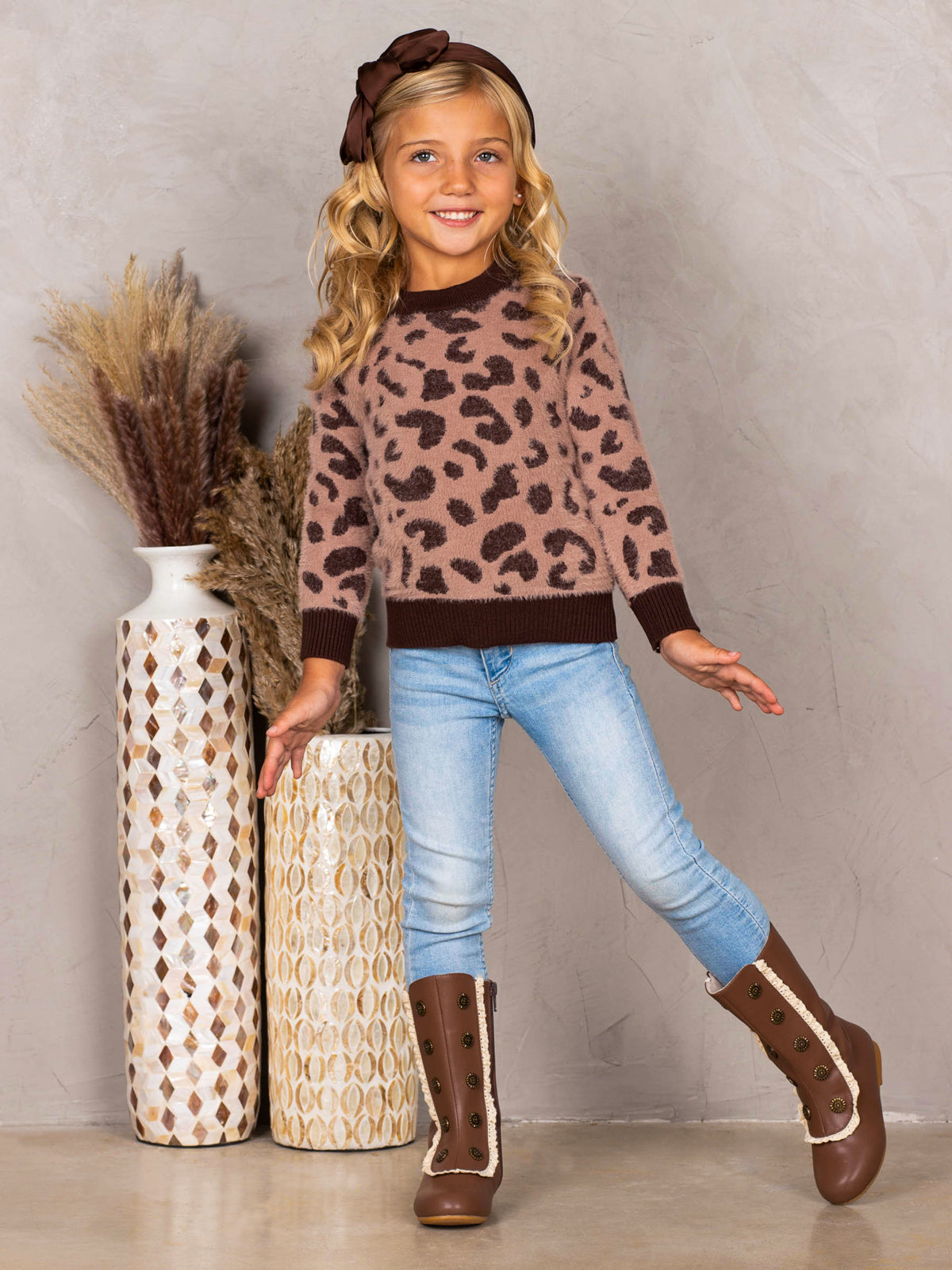 Kids Sweaters & Cardigans | Leopard Print Sweater | Mia Belle Girls