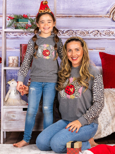 Mommy and Me Matching Sweaters | Joy Leopard Print Raglan Hoodies