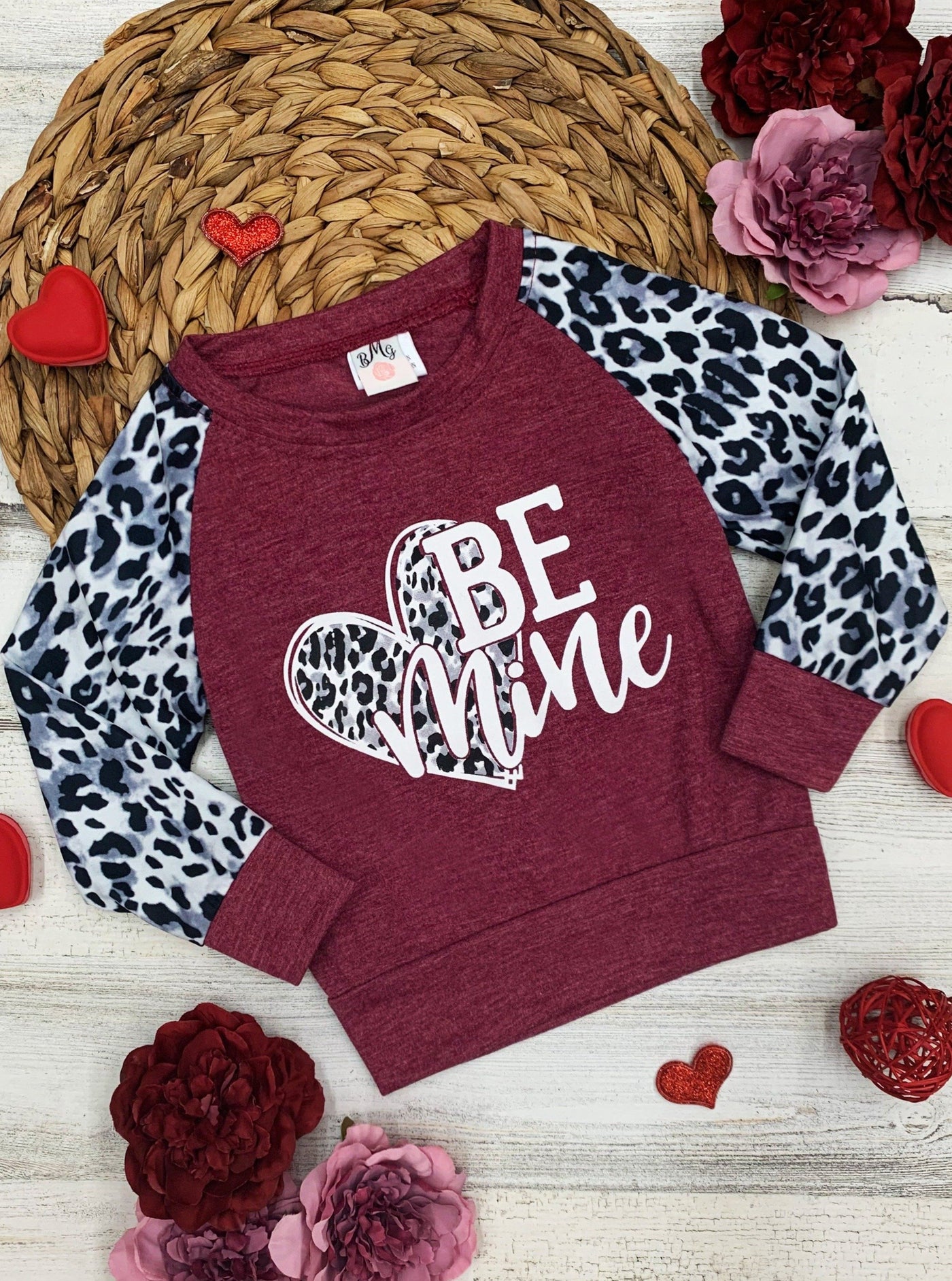 Girls Be Mine Animal Print Long Sleeve Sweater- 2T/10Y