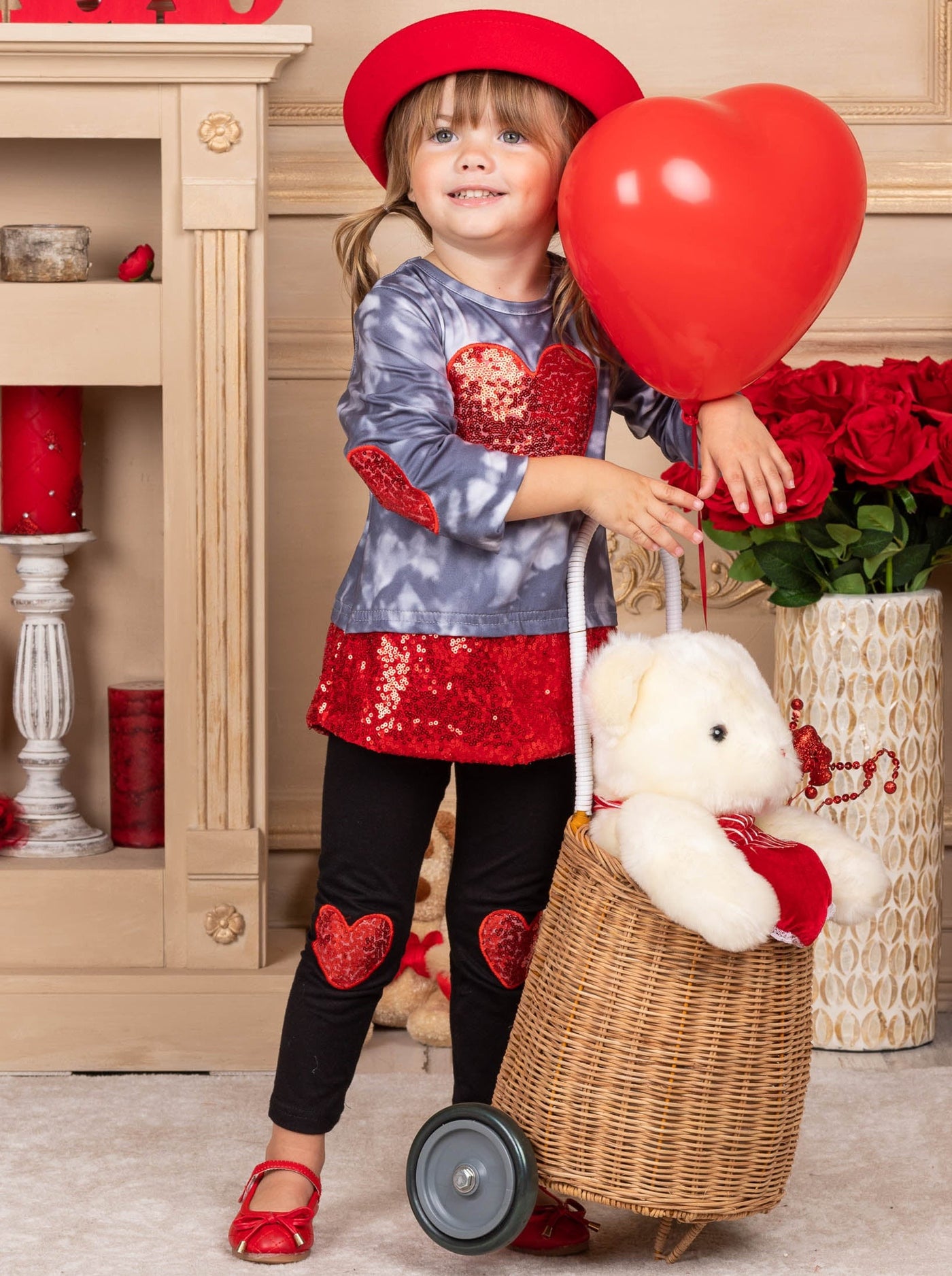 Kids Valentine's Clothes | Heart Sequin Colorblock Top & Legging Set