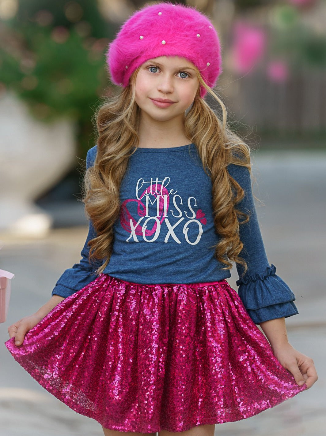 Toddler Valentine's Clothes | Little Miss XOXO Top & Sequin Skirt Set