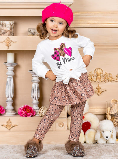 Toddler Valentine's Clothes | Girls Be Mine Top & Skirt-Legging Set