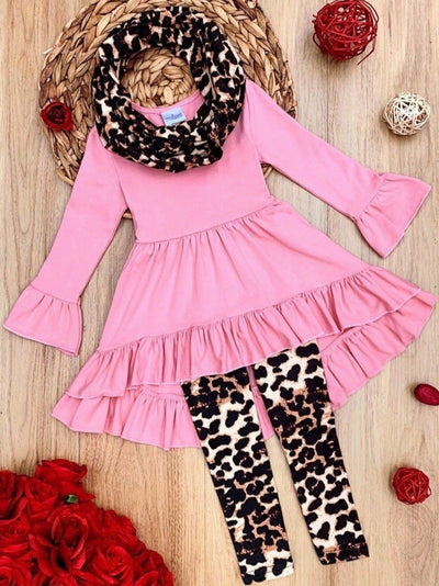 Cute Outfits For Girls |  Tunic, Leopard Leggings and Scarf Set