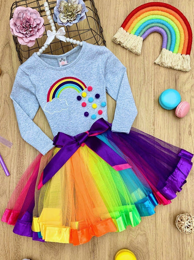 Cute Girls Outfits | Rainbow Tulle Tutu Skirt Set | Every Day Outfits