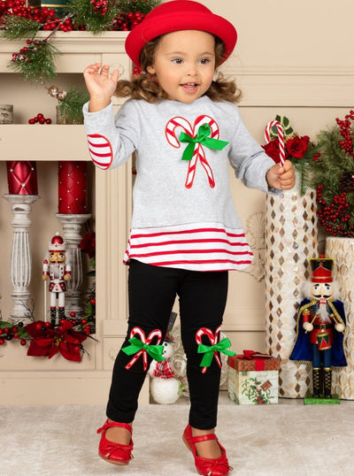 Cute Winter Sets | Girls Candy Cane Tunic And Patched Legging Set – Mia ...