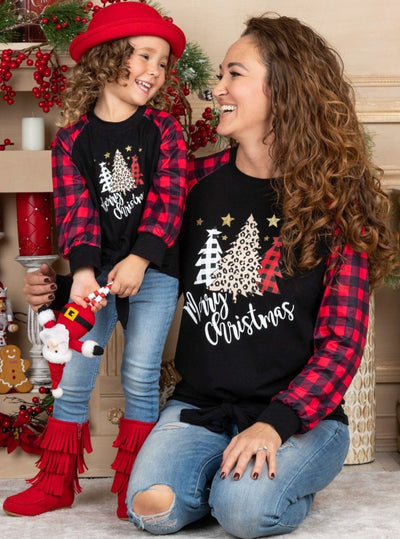 Mommy & Me Winter Tops | Merry Christmas Knot Hem Raglan Top