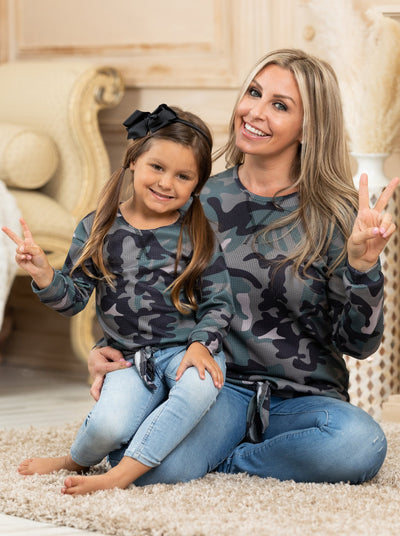 Mommy and Me Matching Tops | Camo Knot Hem Top | Girls Boutique Clothes