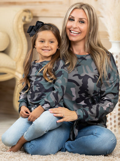 Mommy and Me Matching Tops | Camo Knot Hem Top | Girls Boutique Clothes