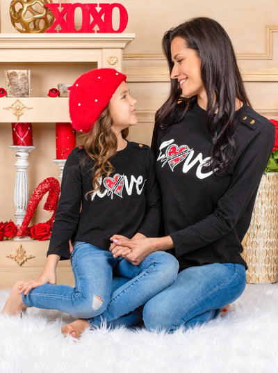 Mommy and Me Matching Tops | Love Long Sleeve Top - Mia Belle Girls