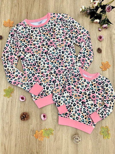 Mommy & Me Matching Long Sleeve Pastel Leopard Top | Mia Belle Girls