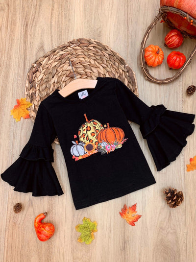 Girls Boho Sleeve Leopard Pumpkin Top