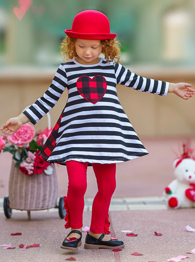 Kids Valentine's Clothes | Girls Dual Pattern Tunic & Legging Set