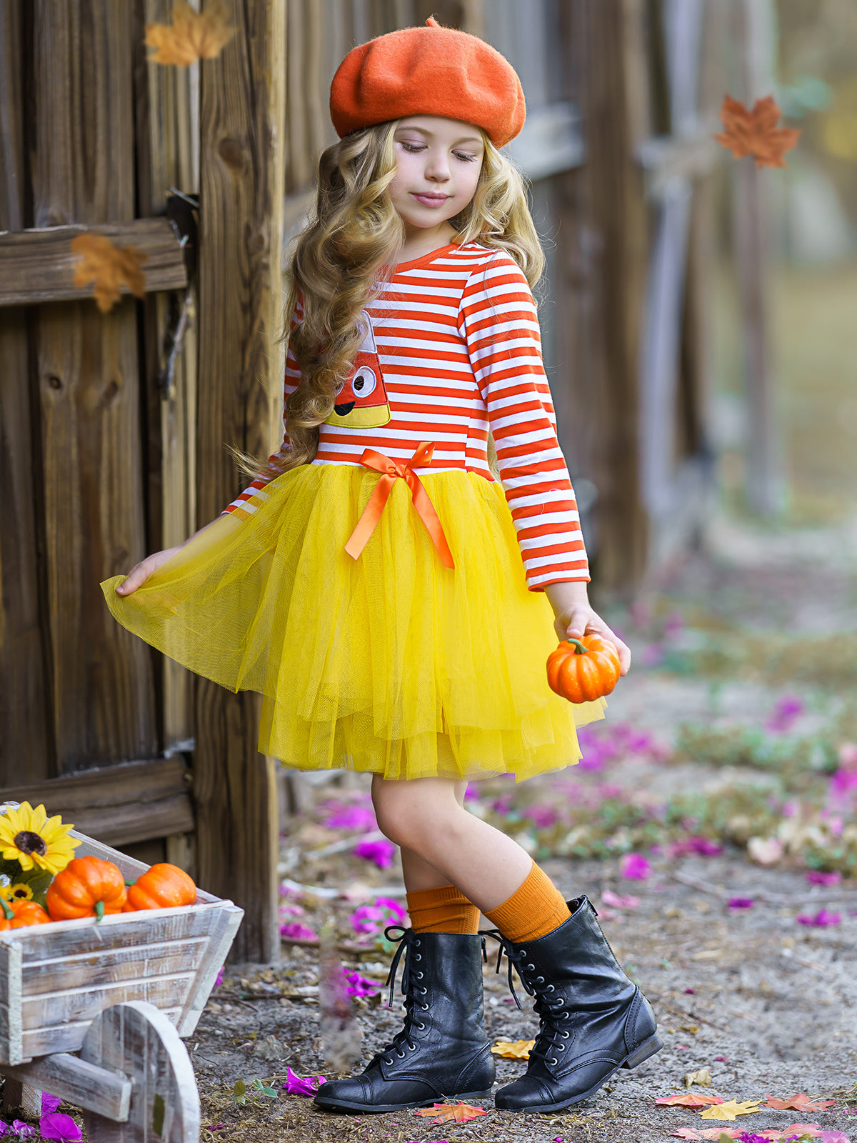 Girls Halloween Apparel | Candy Corn Tutu Dress - Mia Belle Girls