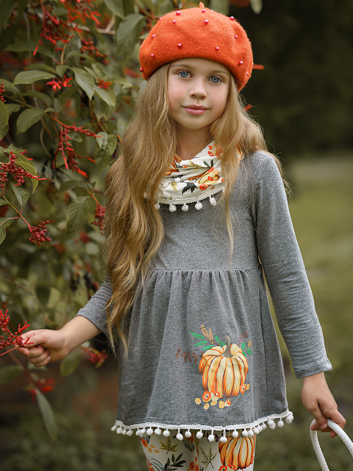 Cute Outfits For Girls | Fall Pumpkin Tunic, Legging & Scarf Set