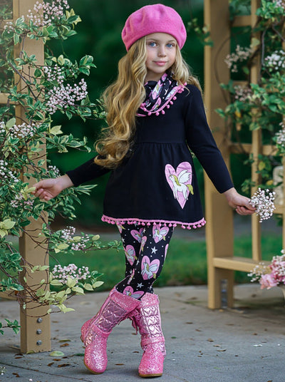 Kids Valentine's Clothes | Unicorn Hearts Tunic, Scarf & Legging Set
