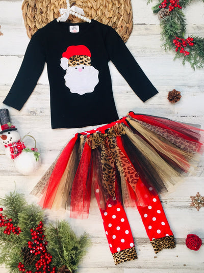 Cute Christmas Sets | Girls Santa Top, Tutu Skirt & Legging Set