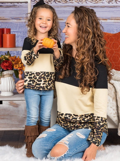Mommy and Me Matching Tops | Leopard Print Colorblock Tops | Girls Clothes