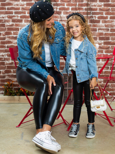 Mommy And Me Tops | Matching Pearl Denim Jacket | Mia Belle Girls