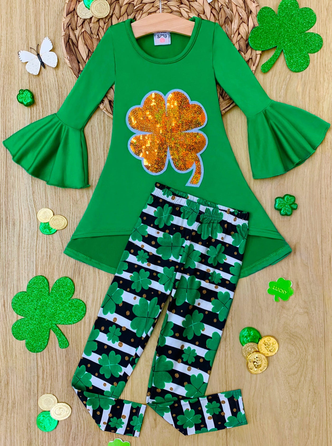 St. Patrick's Day Clothes | Girls Clover Hi-Lo Tunic & Legging Set