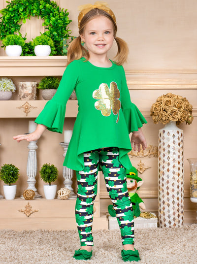 St. Patrick's Day Clothes | Girls Clover Hi-Lo Tunic & Legging Set