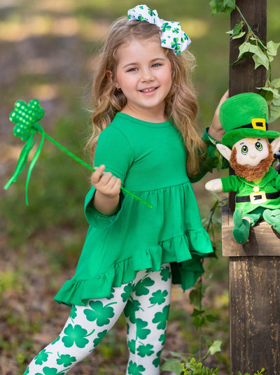 St. Patrick's Day Clothes | Girls Ruffled Hi-Lo Tunic & Legging Set