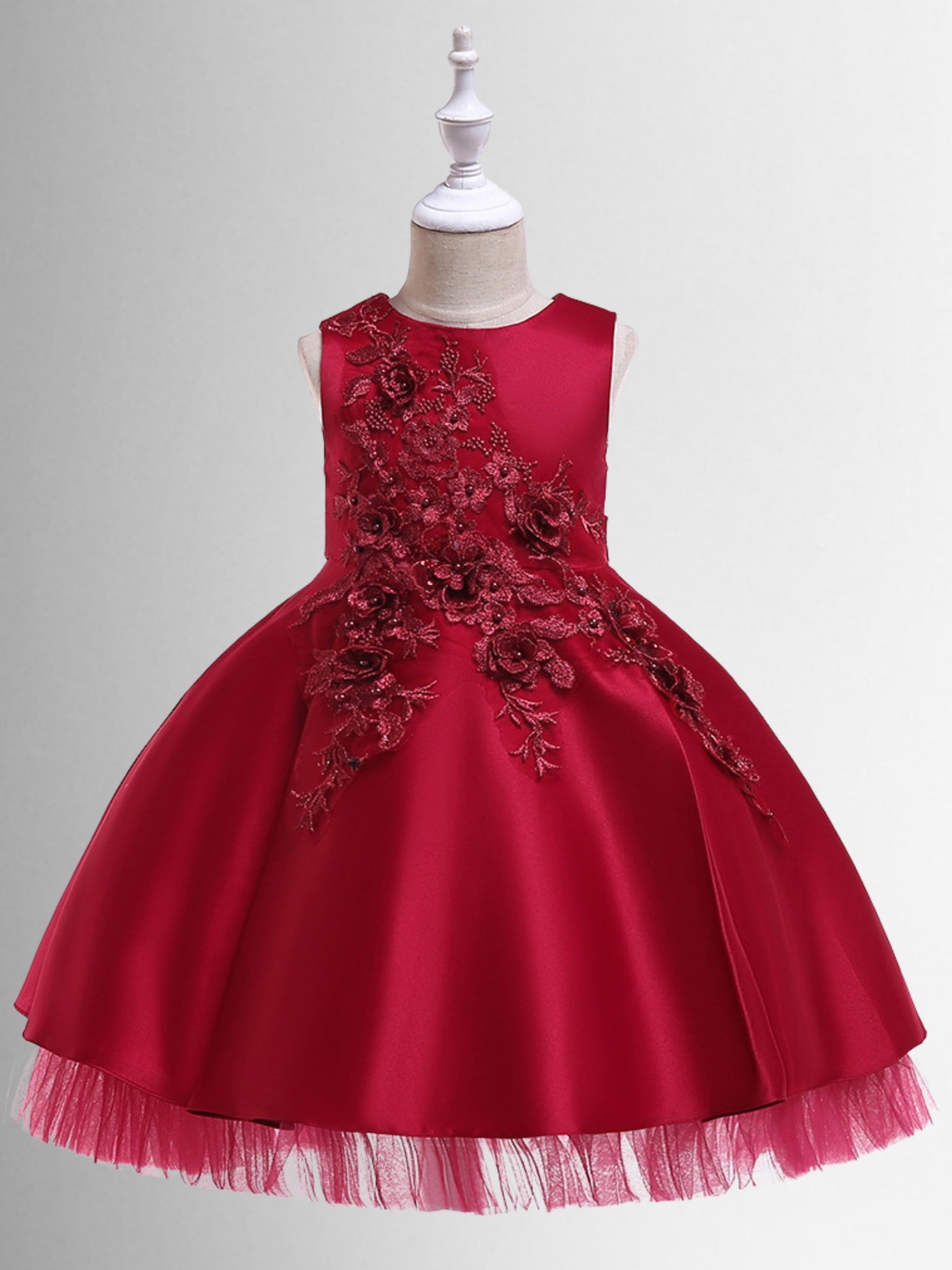 Winter Formal Dresses | Girls Red Pearl Embellished Holiday Dress 