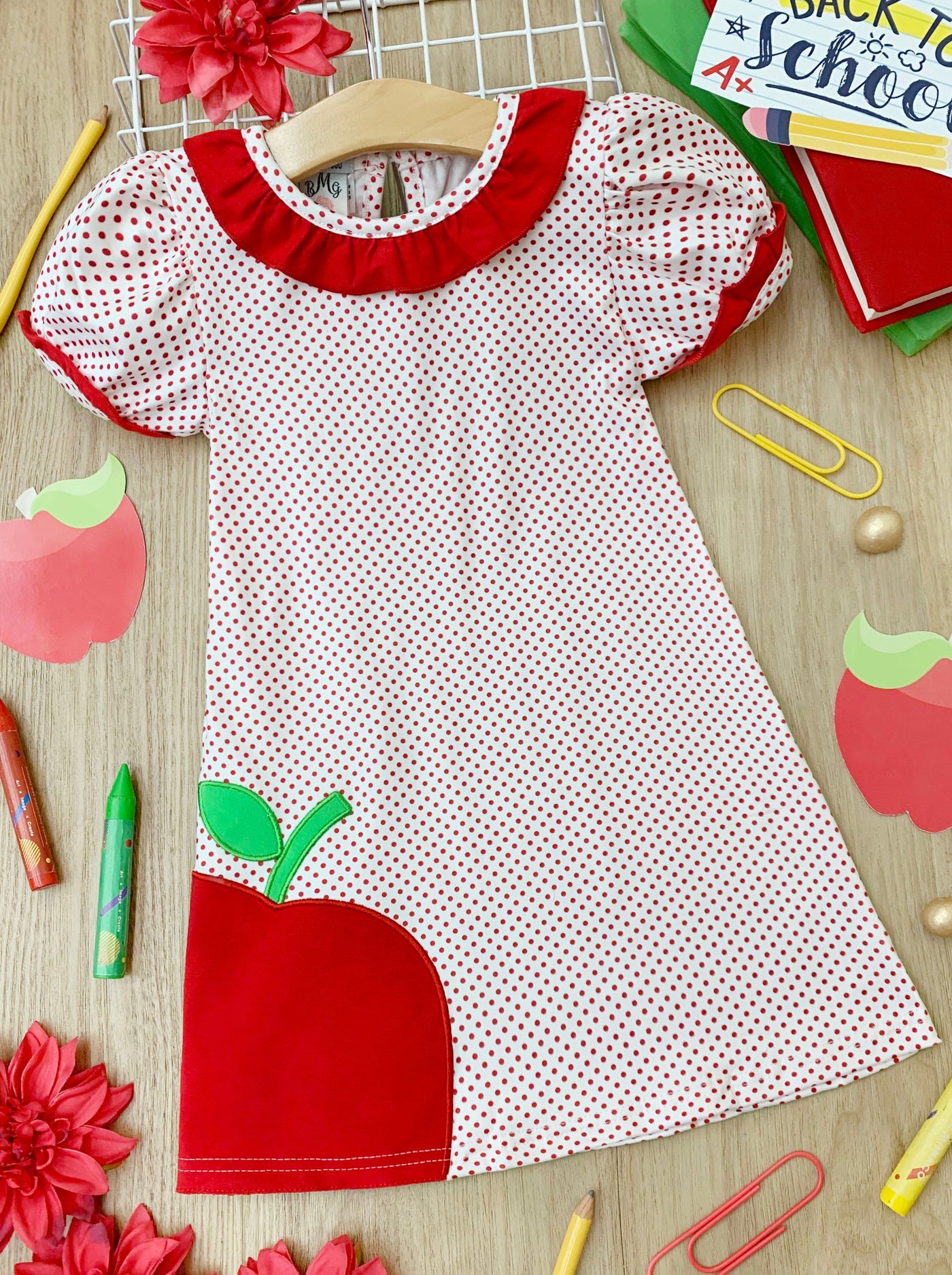 Back To School Dresses | Apple Polka Dot Dress | Mia Belle Girls
