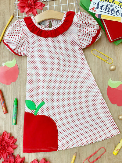 Back To School Dresses | Apple Polka Dot Dress | Mia Belle Girls