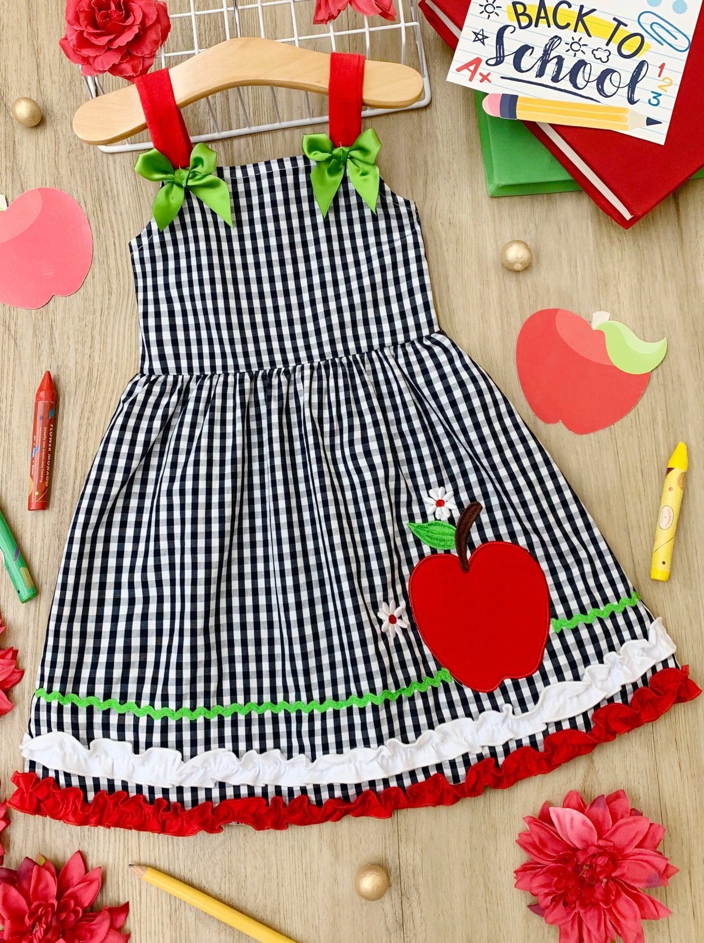 Girls Back To School Dresses | Apple Gingham Dress | Mia Belle Girls