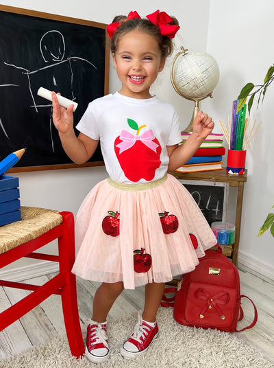 1st Day of School Clothes | Apple Tutu Skirt Set | Mia Belle Girls