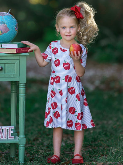 Back To School Dresses | Apple Stripe Skater Dress | Mia Belle Girls