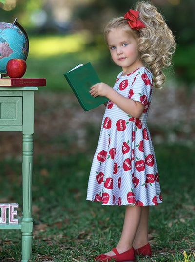 Back To School Dresses | Apple Stripe Skater Dress | Mia Belle Girls