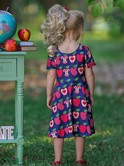 First Day of School | Apple Print Skater Dress | Mia Belle Girls