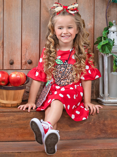 First Day of School Polka Dot Dress Hairbow & Purse | Mia Belle Girls
