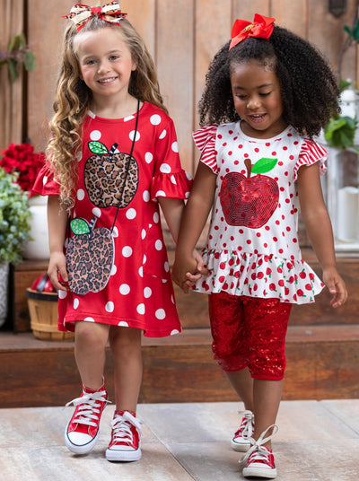 First Day of School Polka Dot Dress Hairbow & Purse | Mia Belle Girls