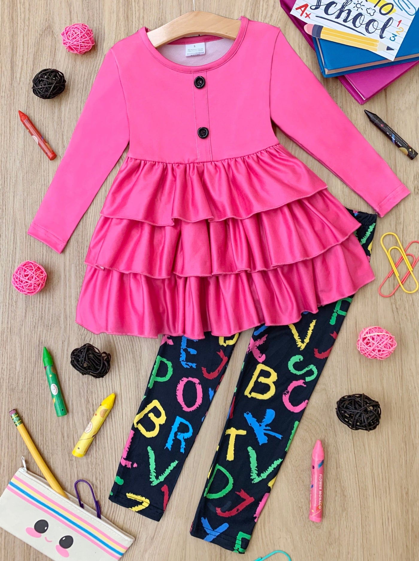 Back To School | Tiered Tunic & Alphabet Legging Set | Mia Belle Girls