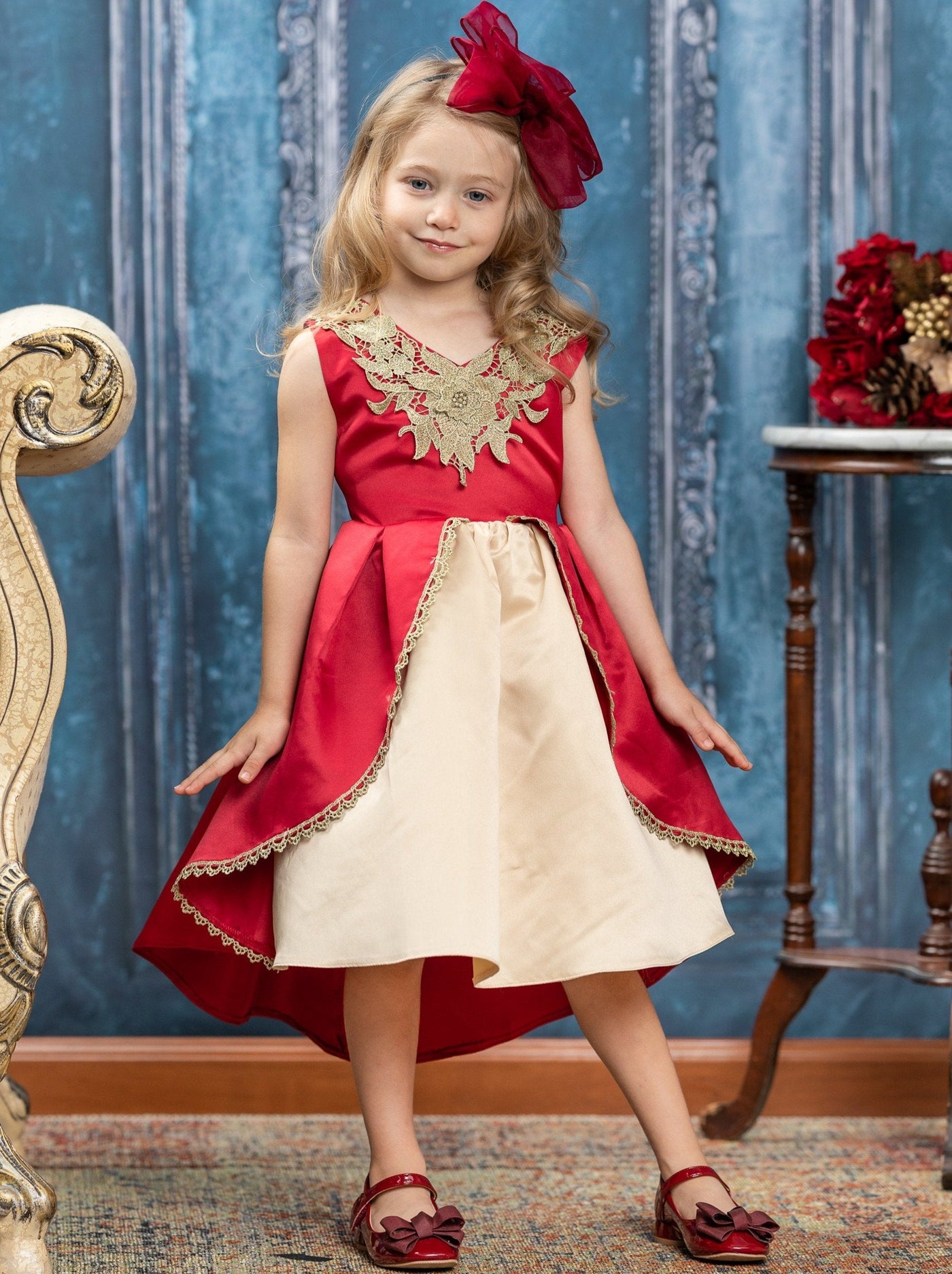 Lovely Night Red Embroidered Holiday Dress