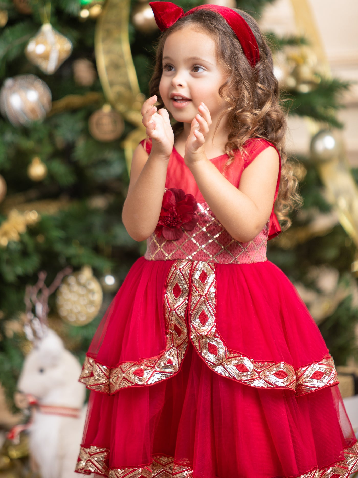 Girls Winter Formal Dress | Tiered Tulle Holiday Dress | Mia Belle Girls