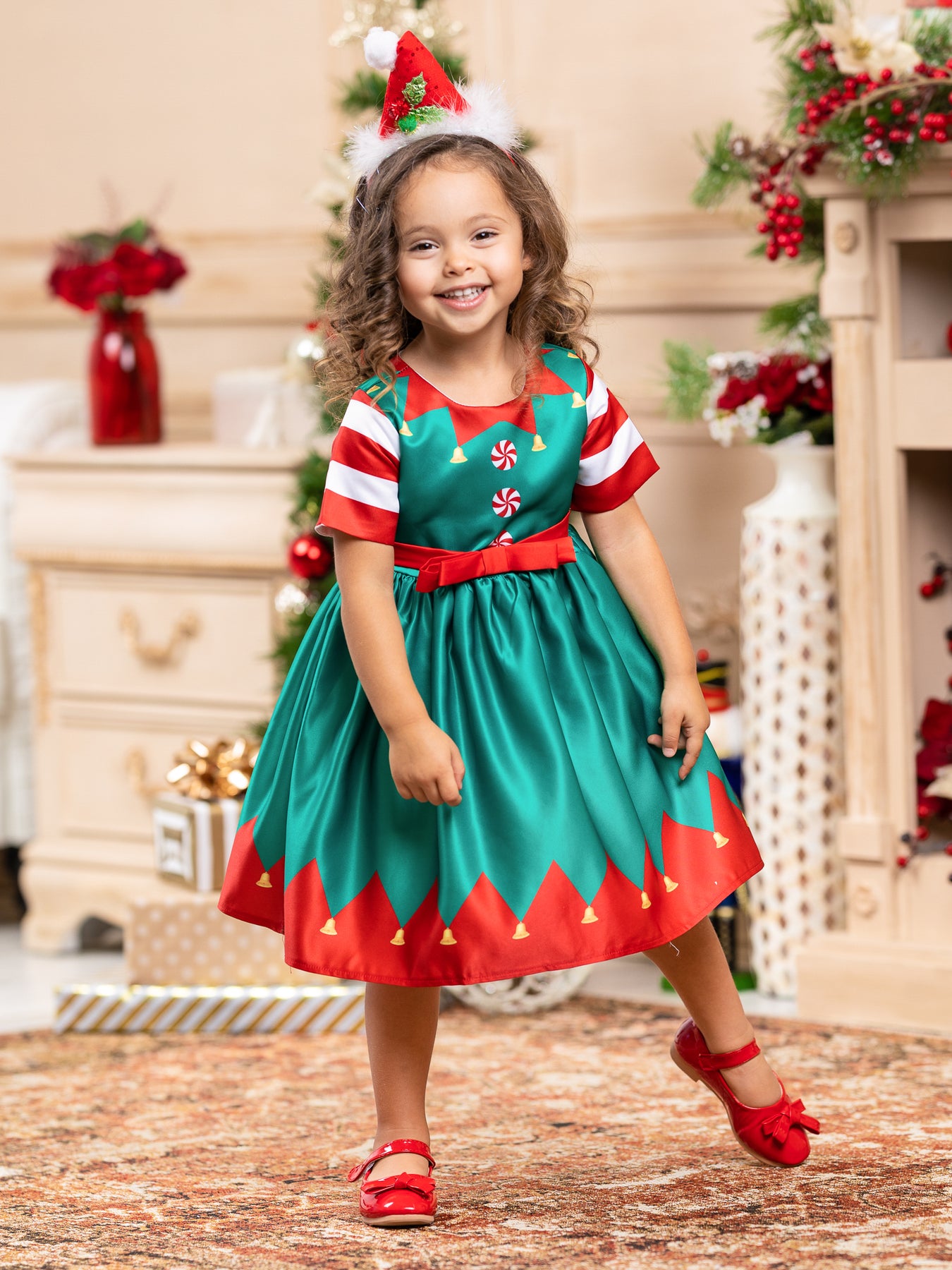 Christmas Special Occasion Dress | Girls Elf Holiday Party Dress – Mia ...