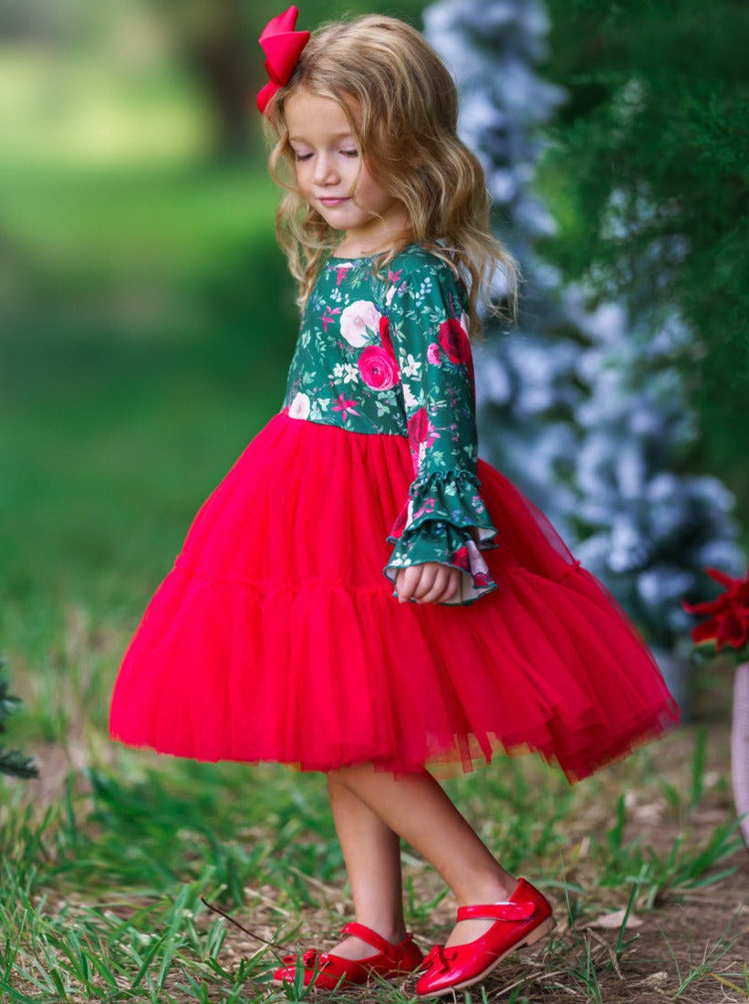 Cute Winter Dresses | Winter Floral Tutu Dress | Girls Boutique Dress