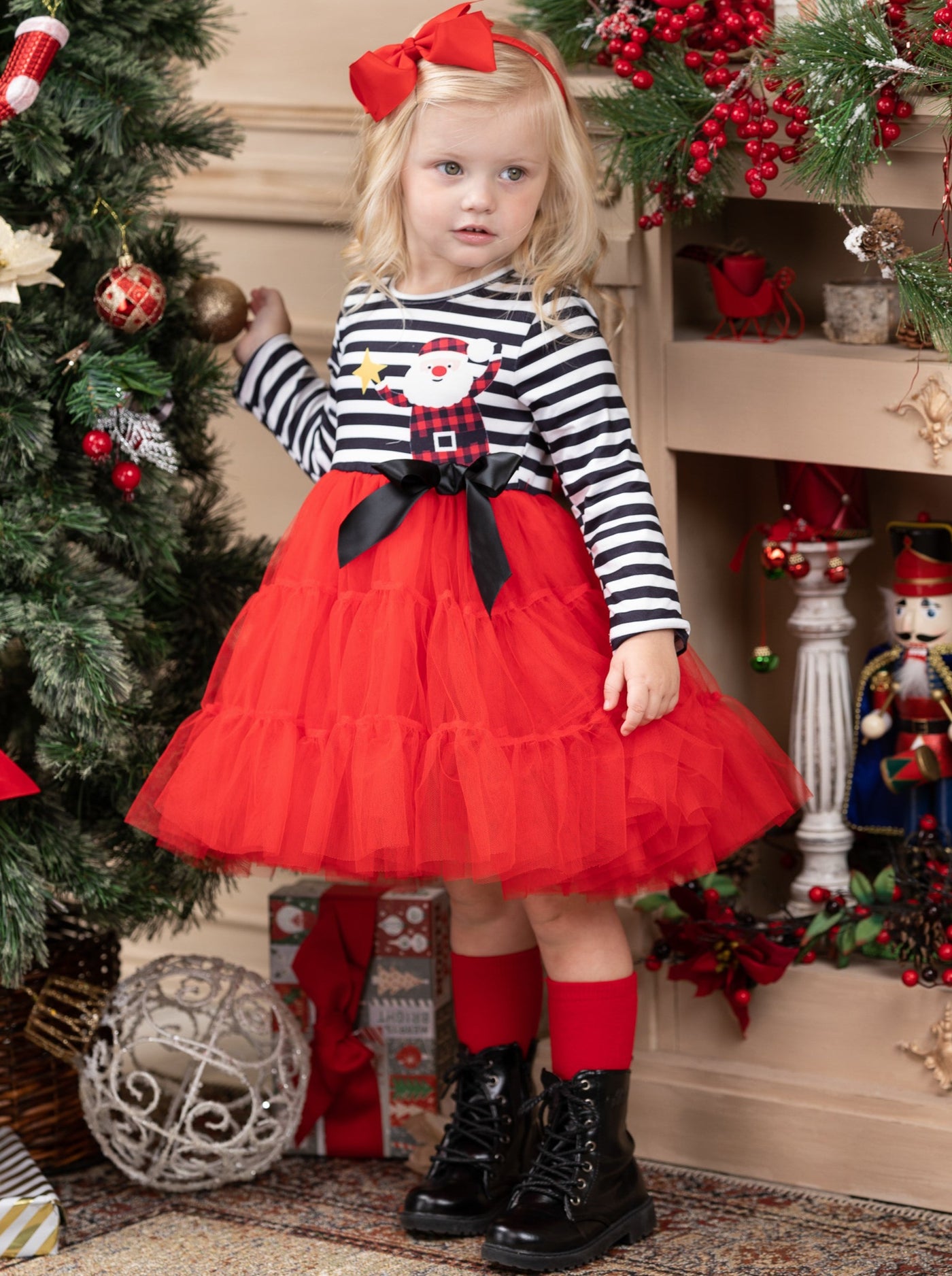 Cute Christmas Dresses | Striped Santa Tutu Dress | Holiday Dresses