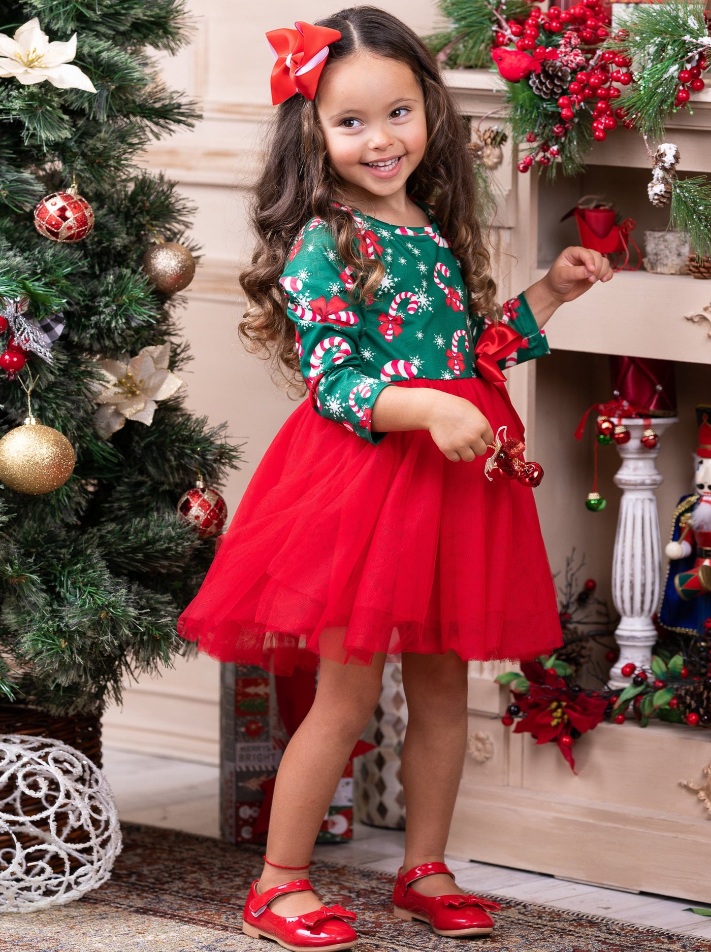 Cute Winter Dresses | Girls Candy Cane Tutu Dress | Holiday Dresses