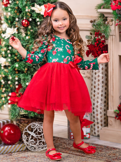 Cute Winter Dresses | Girls Candy Cane Tutu Dress | Holiday Dresses