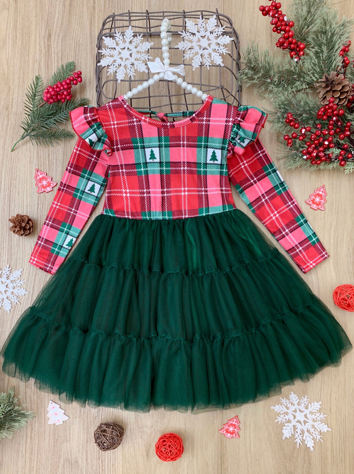 Cute Winter Dresses | Pine Trees & Plaid Tutu Dress | Holiday Dresses