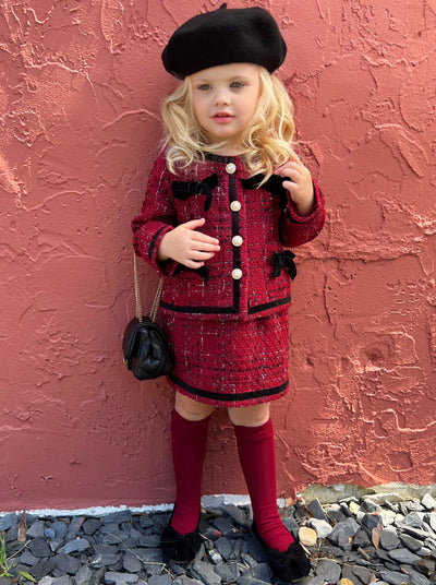 Cute Skirt Sets | Preppy Chic Tweed Blazer Skirt Set | Mia Belle Girls