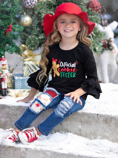 Girls Winter Casual Sets | Official Cookie Tester Patched Jean Set