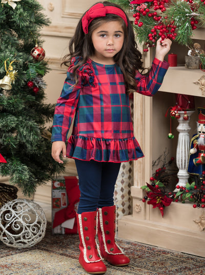 Toddler Winter Clothes | Holiday Plaid Season Tunic & Legging Set 