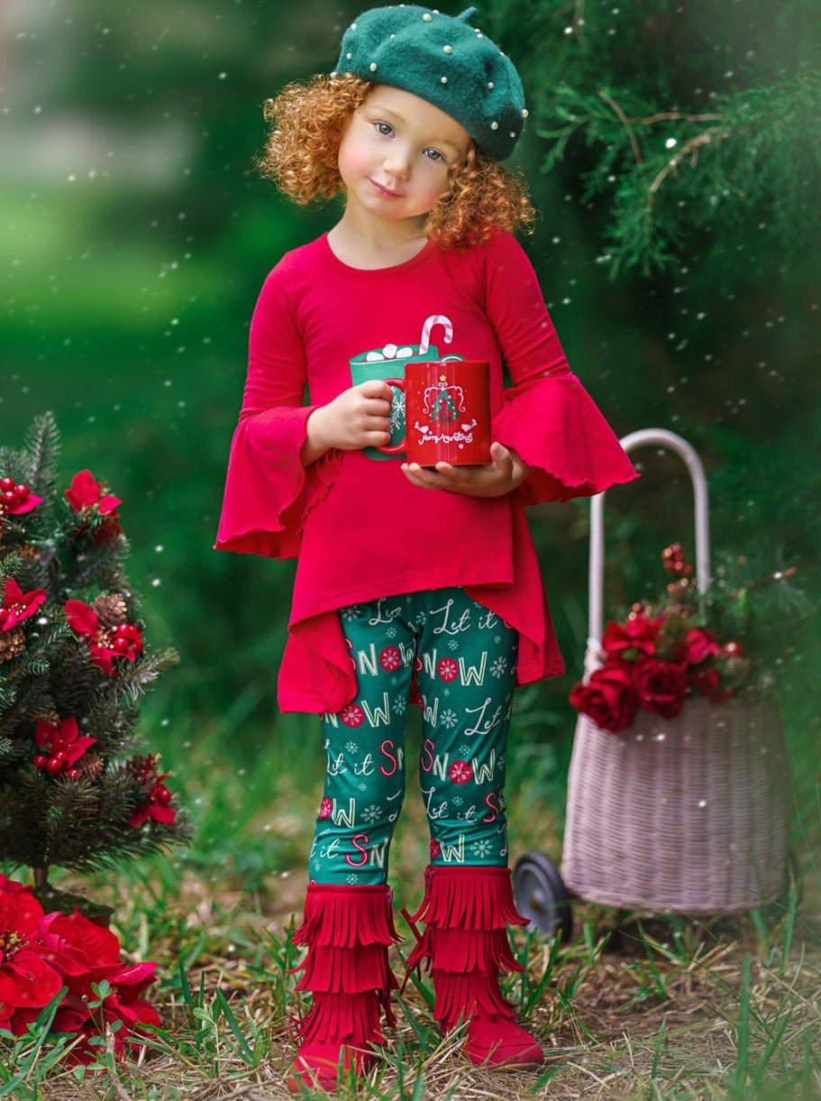 Winter Casual Sets | Girls Hot Cocoa Tunic & Let It Snow Legging Set