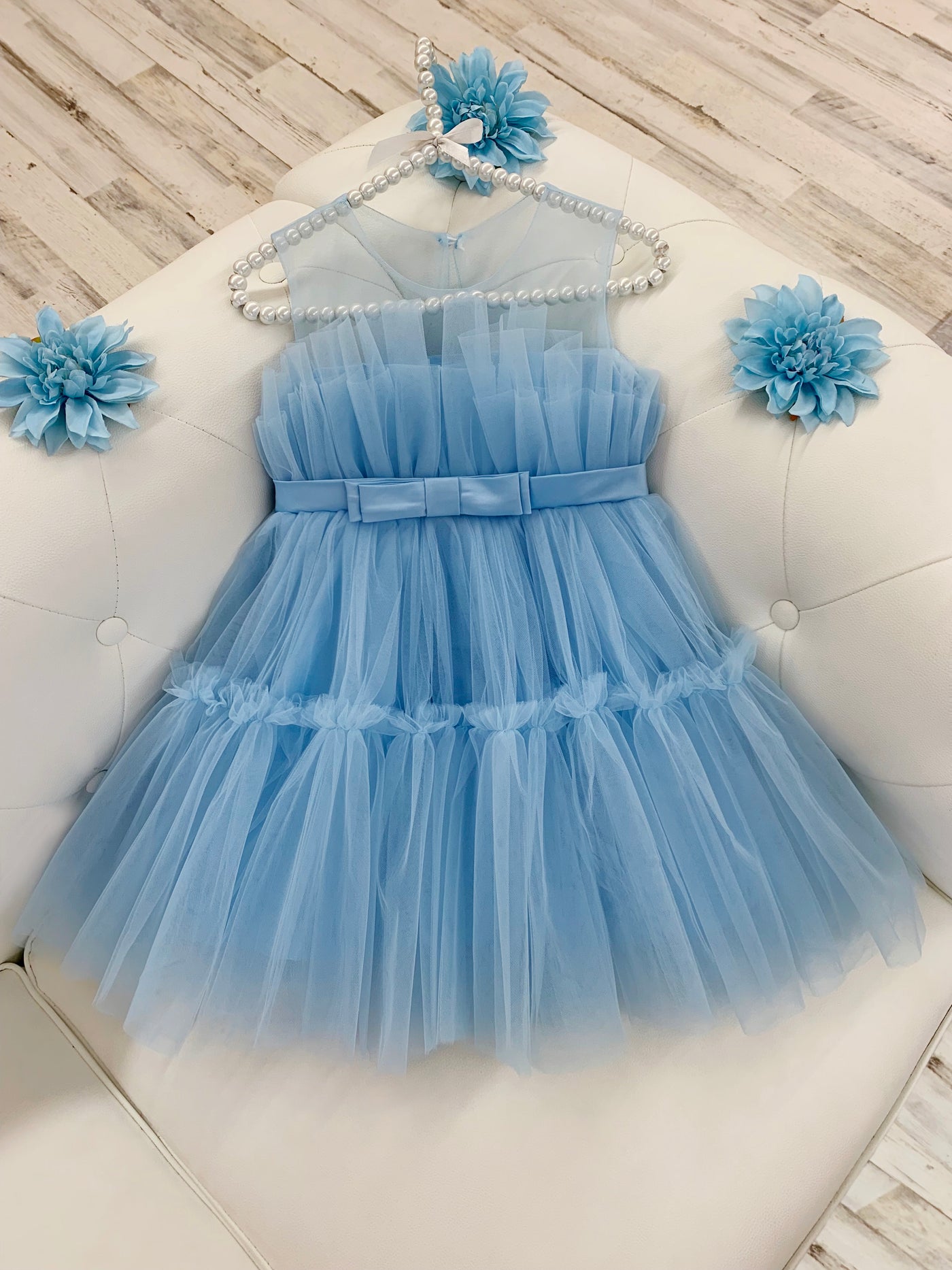 Girls Special Occasion Dress | Blue Tulle Tutu Party Dress | Boutique